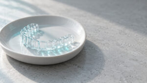 Post3 Alinhador transparente sobre prato branco